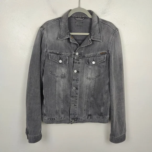 Nudie Jeans Billy Trucker Jacket Mens Large Denim Desolation Grey Buttoned